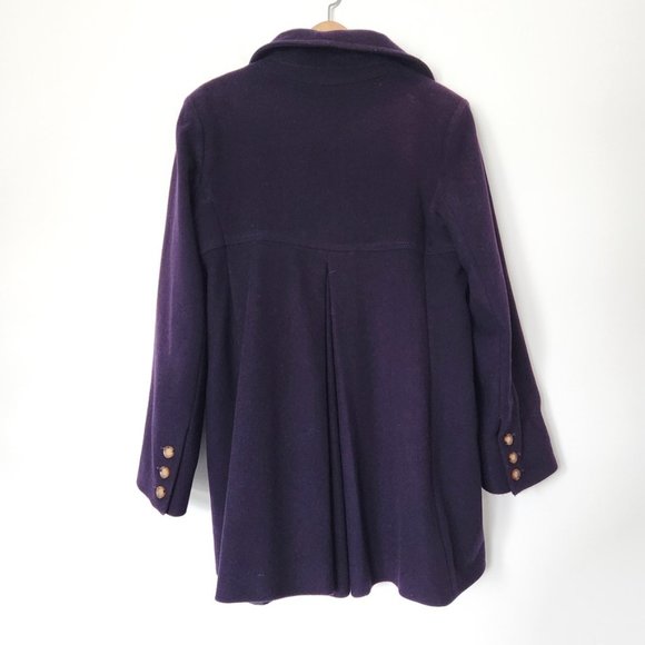 Michael Kors Cashmere Purple Wool Coat Tortoise Shell Buttons Women's Size 14 - Picture 2 of 16